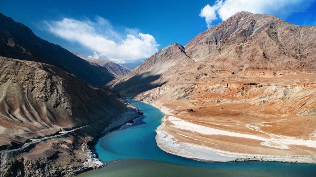 The confluence of Rivers Zanskar & Indus